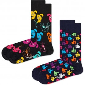 чорапи,мъжки,чорапи,happy,socks,classic,dogs,half,long,socks,2,pairs,multicolor,(black)