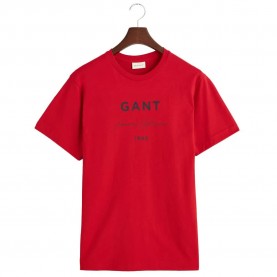 тениска,мъжки,тениски,gant,logo,script,printed,short,sleeve,t,shirt,red