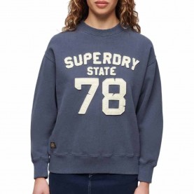 блуза,дамски,блузи,superdry,applique,athletic,loose,sweatshirt,blue,(montauk,navy)