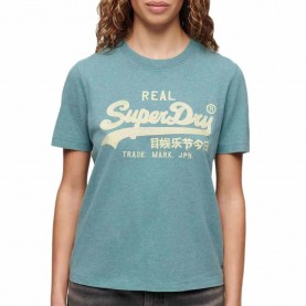 Тениска Superdry Embroidered Vl Relaxed short sleeve T-shirt - Blue (Blue Grass Marl) тениска,дамски,тениски,superdry,embroidered,vl,relaxed,short,sleeve,t,shirt,blue,(blue,grass,marl)
