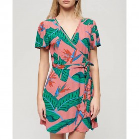 рокля,дамски,поли,и,рокли,superdry,printed,wrap,short,sleeve,short,dress,multicolor,(pink,paradise)