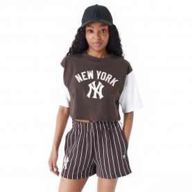 тениска,дамски,тениски,new,era,mlb,lifestyle,crop,new,york,yankees,short,sleeve,t,shirt,brown