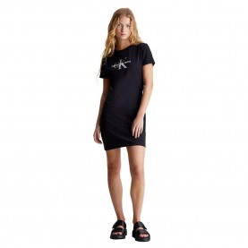 Дънки Calvin klein jeans J20J223056 Diffused Monologo short sleeve short dress - Black (Ck Black) дънки,дамски,поли,и,рокли,calvin,klein,jeans,j20j223056,diffused,monologo,short,sleeve,short,dress,black,(ck,black)