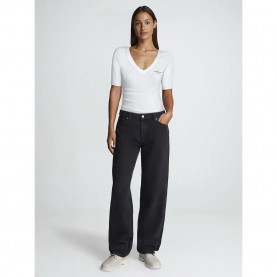 тениска,дамски,тениски,calvin,klein,jeans,woven,label,rib,short,sleeve,t,shirt,white,(bright,white)