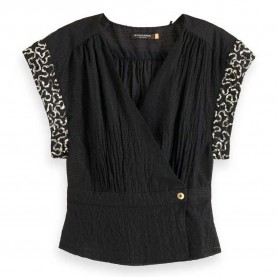 дамски,блузи,дамски,ризи,scotch,&,soda,wrap,long,sleeve,blouse,black