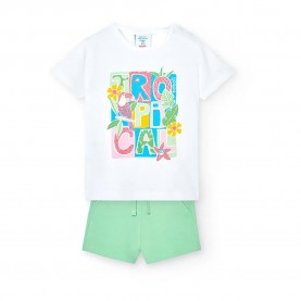 Boboli 208134 short sleeve set - Multicolor (Off White) детски,екипи,boboli,208134,short,sleeve,set,multicolor,(off,white)