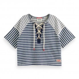 тениска,дамски,тениски,scotch,&,soda,lace,up,boxy,short,sleeve,t,shirt,multicolor