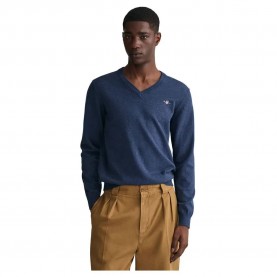 блуза,мъжки,пуловери,gant,classic,cotton,v,neck,sweater,blue,(dark,jeansblue,melange)