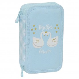 канцеларски,принадлежности,safta,double,filling,glowlab,swans,pencil,case,28,units,blue,(multicolor)
