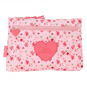 канцеларски,принадлежности,safta,great,with,2,zippers,vmb,in,bloom,pencil,case,pink,(multicolor)