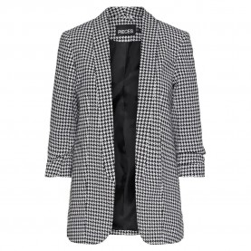 сако,дамски,сака,pieces,boss,3,4,printed,blazer,white,(black,aop,houndstooth)