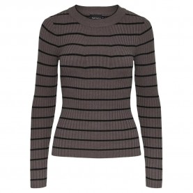 блуза,дамски,пуловери,дамски,плетени,дрехи,pieces,crista,17115047,sweater,brown,(morel,stripes,black,narrow)