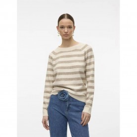 блуза,дамски,пуловери,дамски,плетени,дрехи,vero,moda,doffy,sweater,birch,stripes,w,sepia,tint,(beige)