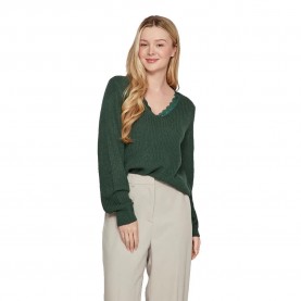 блуза,дамски,пуловери,дамски,плетени,дрехи,vila,lou,rev,v,neck,sweater,green,(pineneedle)