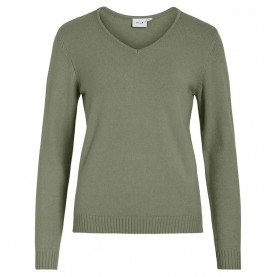 блуза,дамски,пуловери,дамски,плетени,дрехи,vila,ril,v,neck,sweater,oil,green,detail,melange,(green)