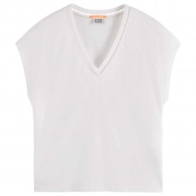 тениска,дамски,тениски,scotch,&,soda,ladder,detail,loose,fit,sleeveless,v,neck,t,shirt,white