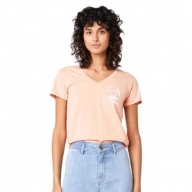 тениска,дамски,тениски,rip,curl,0bswte,re,entry,short,sleeve,v,neck,t,shirt,orange,(peach,nectar)