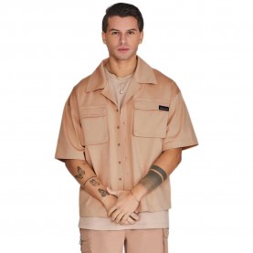 риза,с,къс,ръкав,мъжки,ризи,siksilk,flight,utility,short,sleeve,shirt,brown
