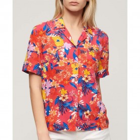 риза,с,къс,ръкав,дамски,блузи,дамски,ризи,superdry,beach,resor,short,sleeve,shirt,pink,anemone,(multicolor)