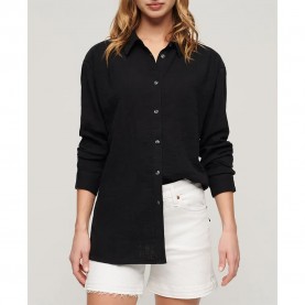 Риза с дълъг ръкав Superdry Longline long sleeve shirt - Black (Black) риза,с,дълъг,ръкав,дамски,ризи,superdry,longline,long,sleeve,shirt,black,(black)