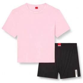 Пижама HUGO Unite long sleeve pyjama - Black / Pink (Medium Pink) пижама,дамски,пижами,hugo,unite,long,sleeve,pyjama,black,pink,(medium,pink)