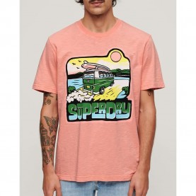 тениска,мъжки,тениски,superdry,neon,travel,graphic,loose,short,sleeve,t,shirt,orange