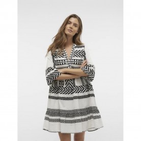 рокля,дамски,поли,и,рокли,vero,moda,dicthe,3,4,sleeve,dress,snow,white,aop,ibiza,black,(white)