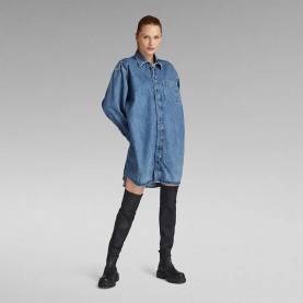 Рокля G-Star D23675-D301 long sleeve short dress - Blue (Faded Waterfront) рокля,дамски,поли,и,рокли,g,star,d23675,d301,long,sleeve,short,dress,blue,(faded,waterfront)