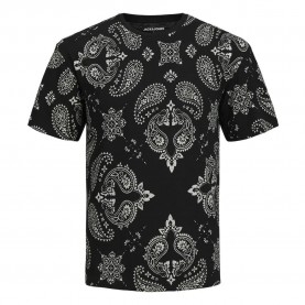 тениска,мъжки,тениски,jack,&,jones,paisley,short,sleeve,t,shirt,black