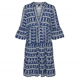 рокля,дамски,поли,и,рокли,vero,moda,dicthe,3,4,exp,short,sleeve,short,dress,blue,(navy,peony,aop,nice,birch)