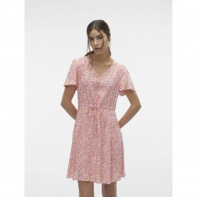 рокля,дамски,поли,и,рокли,vero,moda,easy,joy,short,sleeve,short,dress,pink,(snow,white,aop,henry)