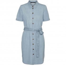 Рокля Vero moda Silvia short sleeve short dress - Blue (Light Blue Denim) рокля,дамски,поли,и,рокли,vero,moda,silvia,short,sleeve,short,dress,blue,(light,blue,denim)