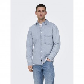 риза,с,дълъг,ръкав,мъжки,ризи,only,&,sons,benny,reg,chambray,long,sleeve,shirt,blue