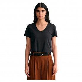 тениска,дамски,тениски,gant,reg,shield,short,sleeve,v,neck,t,shirt,black,(black)