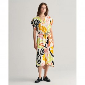 рокля,дамски,поли,и,рокли,gant,rel,palm,print,short,sleeve,long,dress,multicolor