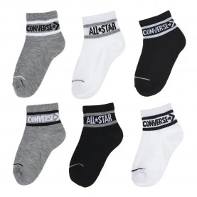 Детски чорапи Converse kids Basic Wordmark Quarter socks 6 pairs - Multicolor (Dk Grey Heather) детски,чорапи,мъжки,чорапи,дамски,чорапи,converse,kids,basic,wordmark,quarter,socks,6,pairs,multicolor,(dk,grey,heather)