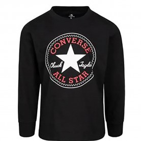 Детска тениска Converse kids Chuck Patch long sleeve T-shirt - Black (Black) детска,тениска,мъжки,тениски,дамски,тениски,converse,kids,chuck,patch,long,sleeve,t,shirt,black,(black)