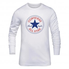 Детска тениска Converse kids Chuck Patch long sleeve T-shirt - White (White) детска,тениска,мъжки,тениски,дамски,тениски,converse,kids,chuck,patch,long,sleeve,t,shirt,white,(white)
