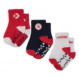Детски чорапи Converse kids Star Gripper socks 3 pairs - Multicolor (Enamel Red) детски,чорапи,мъжки,чорапи,дамски,чорапи,converse,kids,star,gripper,socks,3,pairs,multicolor,(enamel,red)