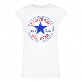 Детска тениска Converse kids Timels Chuck Patch short sleeve T-shirt - White (White) детска,тениска,мъжки,тениски,дамски,тениски,converse,kids,timels,chuck,patch,short,sleeve,t,shirt,white,(white)