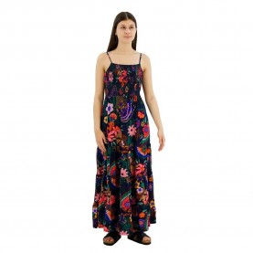 потник,дамски,поли,и,рокли,superdry,smocked,cami,sleeveless,long,dress,multicolor
