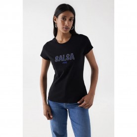 тениска,дамски,тениски,salsa,jeans,institutional,beaded,branding,short,sleeve,t,shirt,black