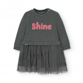 Рокля Boboli Fleece Combined long sleeve dress - Grey (Anthracite) рокля,дамски,поли,и,рокли,boboli,fleece,combined,long,sleeve,dress,grey,(anthracite)