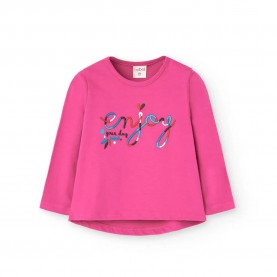 Тениска Boboli Knit long sleeve T-shirt - Pink (Hibiscus) тениска,мъжки,тениски,дамски,тениски,boboli,knit,long,sleeve,t,shirt,pink,(hibiscus)