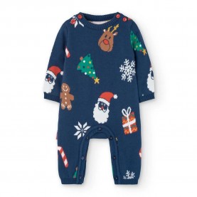Boboli Knitted Play Long Sleeve Pelele - Multicolor (Navy) детски,пижами,boboli,knitted,play,long,sleeve,pelele,multicolor,(navy)
