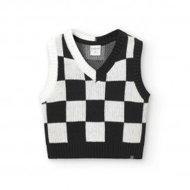 Елек Boboli Knitwear Check vest - Multicolor (Black) елек,детски,потници,boboli,knitwear,check,vest,multicolor,(black)