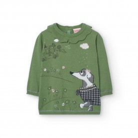 Рокля Boboli Knitwear long sleeve dress - Green (Green) рокля,дамски,поли,и,рокли,boboli,knitwear,long,sleeve,dress,green,(green)