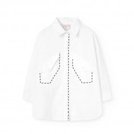 Риза с дълъг ръкав Boboli Poplin long sleeve shirt - White (White) риза,с,дълъг,ръкав,дамски,ризи,мъжки,ризи,boboli,poplin,long,sleeve,shirt,white,(white)