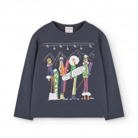 Тениска Boboli Stretch Knit long sleeve T-shirt - Grey (Anthracite) тениска,мъжки,тениски,дамски,тениски,boboli,stretch,knit,long,sleeve,t,shirt,grey,(anthracite)