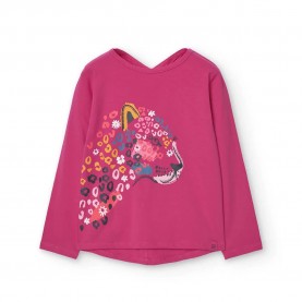 Тениска Boboli Stretch Knit long sleeve T-shirt - Pink (Magenta) тениска,мъжки,тениски,дамски,тениски,boboli,stretch,knit,long,sleeve,t,shirt,pink,(magenta)